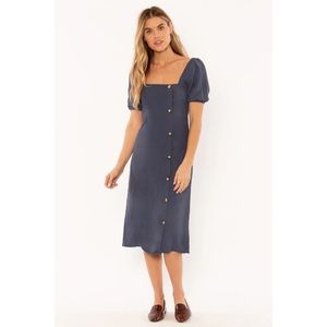 ☆ amuse society revolve blue puff sleeve above deck indigo midi dress ☆